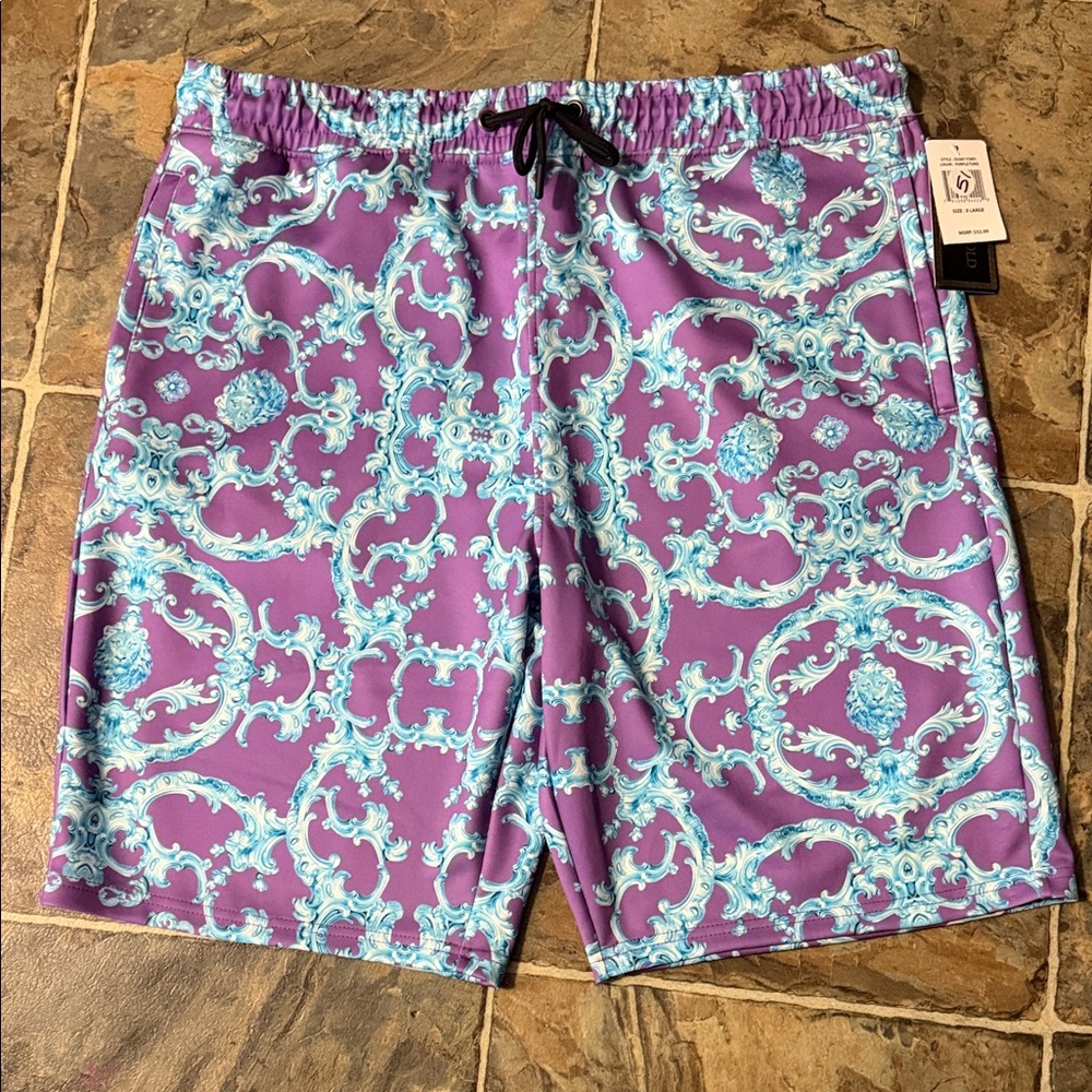 Men's Purple Ornate Print Shorts